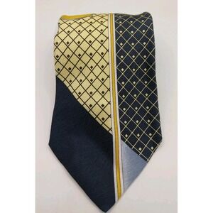 Vitaliano Pancaldi Mens Tie Bold Geometric Design Navy Gold 59" x 4"